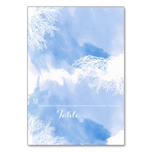 Blaue Hochzeitsfeier Platzkarte Tischnummer