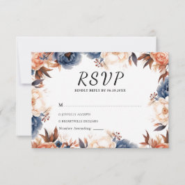 Blaue Hochzeitsfeier RSVP Karte