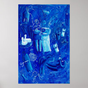 Blaue Hochzeitsmalerei Zeitgenössischer Kunstdruck Poster