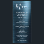 Blaue Hochzeitsmenüs der Marine Menükarte<br><div class="desc">Navy Blue Modern Imitats Metallic Stainless Steel Hochzeitsmenü. Dieses mädchenhafte,  moderne Navy Blue Script Wedding Menu kann auf die Namen der Braut und des Bräutigam,  das Hochzeitsdatum und das Abendmenü abgestimmt werden. Dieses Menü ist Teil einer passenden Hochzeitskollektion und weitere passende Artikel können Sie beim Designer anfordern.</div>