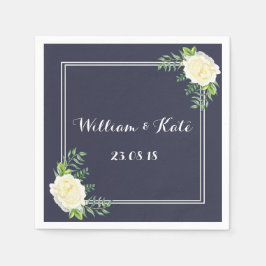 Blaue Hochzeitsnapkins von Ivory Chic Rose Serviette