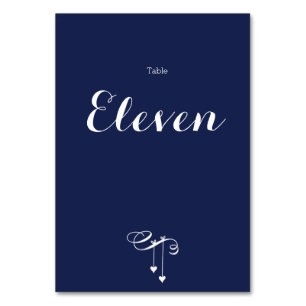 Blaue Hochzeitsszenarien mit weißem Herzen Tischnummer