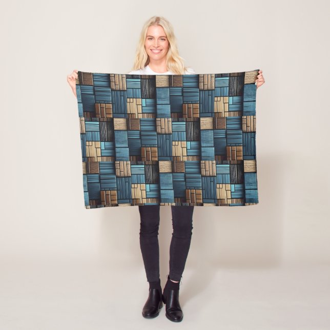 Blaue Holzblock-Musterdecke Fleecedecke (Beispiel)