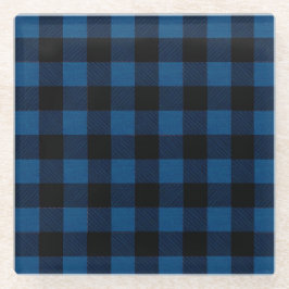 Blaue Holzfäller-Karo Glasuntersetzer