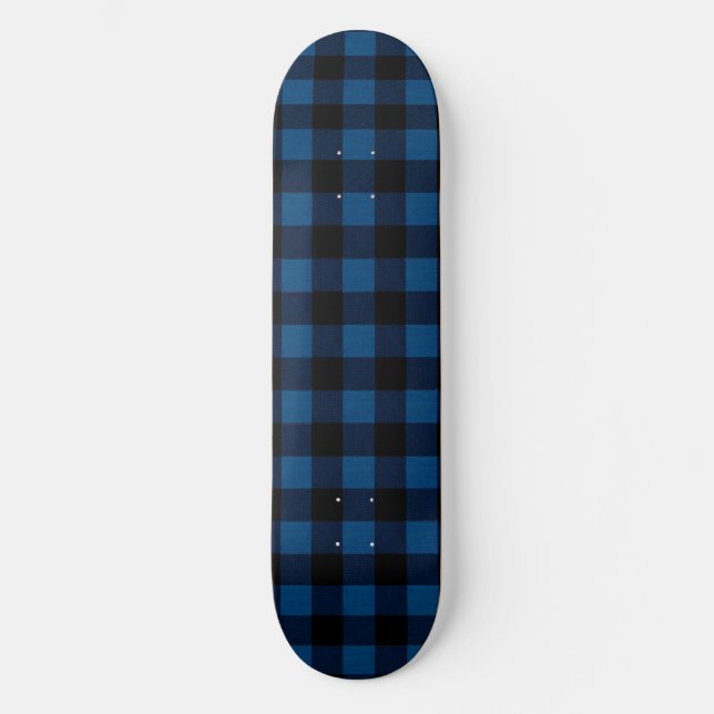 Blaue Holzfäller-Karozeichnung Skateboard (Vorderseite)