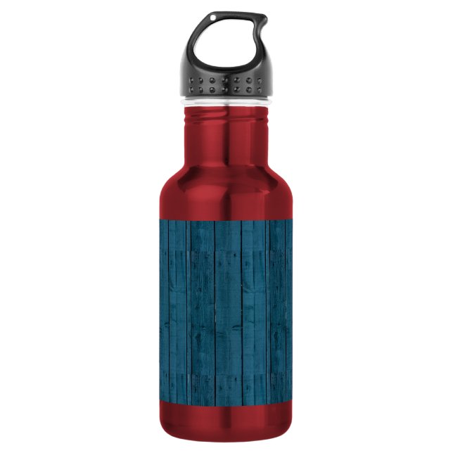 Blaue Holzplanken Edelstahlflasche (Vorderseite)