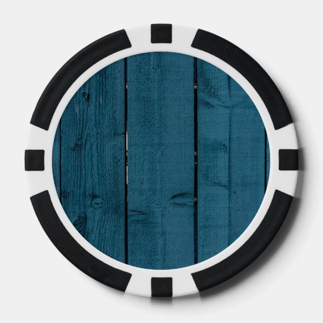 Blaue Holzplanken Pokerchips (Vorderseite)