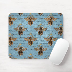 Blaue Honigbiene im Vintage-Stil Mousepad