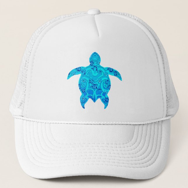 Blaue Honu Stammes- Schildkröte Truckerkappe (Vorderseite)