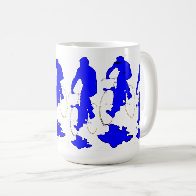 Blaue Hoody Fahrrad-Tasse Reisebecher (VorderseiteRechts)