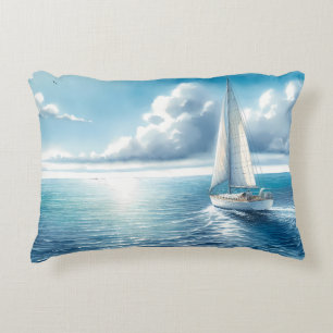 Blaue Horizont-Segelyacht Dekokissen