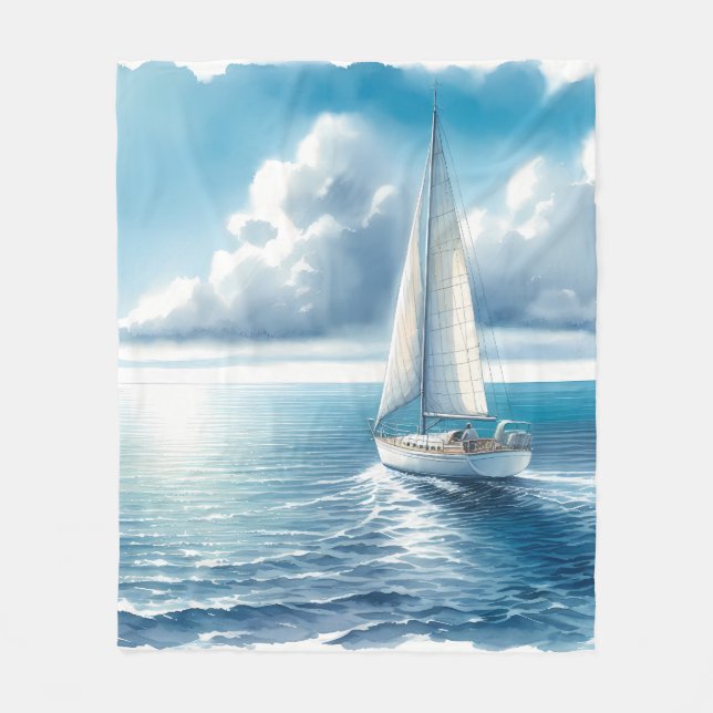 Blaue Horizont-Segelyacht Fleecedecke (Vorderseite)