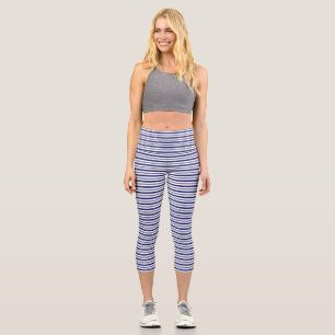 Blaue horizontale Streifen Capri Leggings