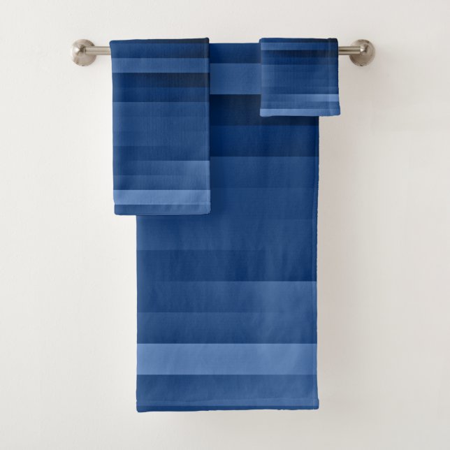 Blaue horizontale Streifen Chic markante blaue Far Badhandtuch Set (Insitu)