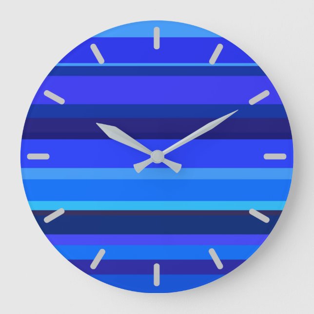 Blaue horizontale Streifen Große Wanduhr (Vorderseite)