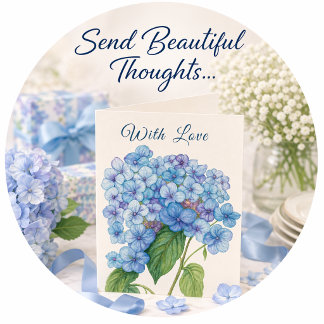 Blaue Hortensie Aquarell Blumen Grußkarte Karte