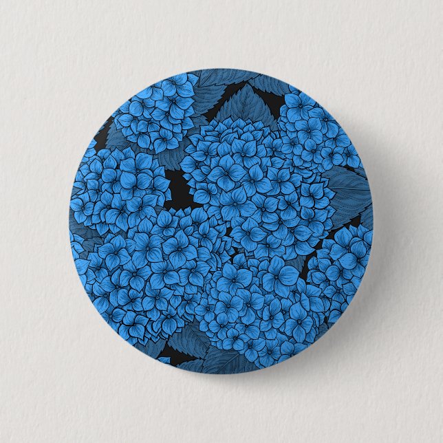 Blaue Hortensie Button (Vorderseite)