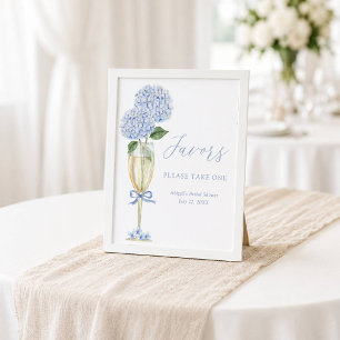 Blaue Hortensie, Goldglas Gefallenstisch Poster