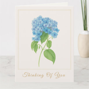 Blaue Hortensie Ich denke an Dich   Druckbare Gruß Karte