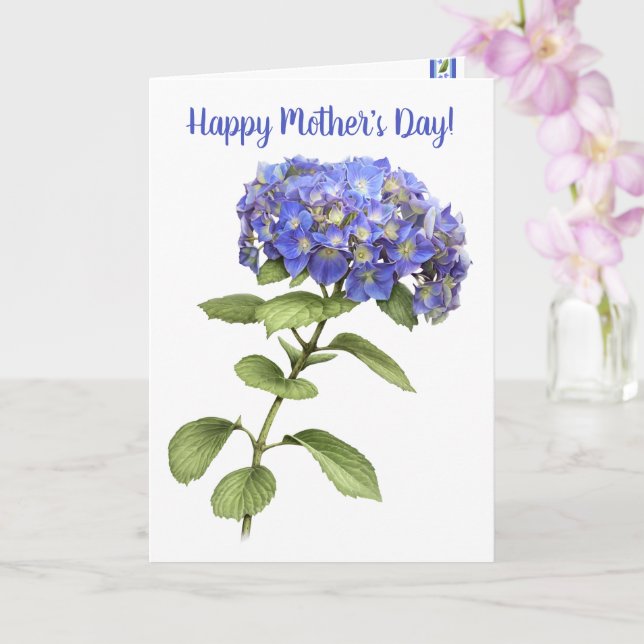 Blaue Hortensie Personalisierter Muttertag Karte (Orchidee)