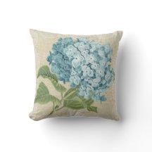 Blaue Hortensie und Spitzendekor vintage Kissen