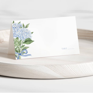 Blaue Hortensien Aquarell Blumen Hochzeit  Platzkarte