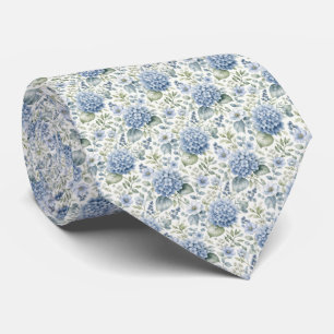 Blaue Hortensien-Aquarell-Blumen Hochzeitsbräutiga Krawatte