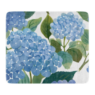 Blaue Hortensien Aquarell Florale Küstenoptik Schneidebrett