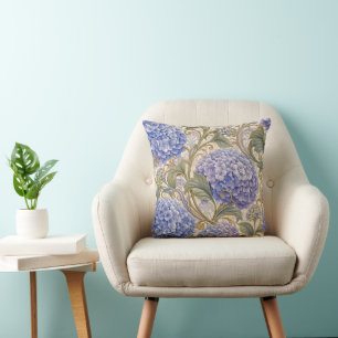 Blaue Hortensien Art Nouveau Dekorativkissen Kissen