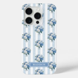 Blaue Hortensien auf Streifen Case-Mate iPhone Hülle