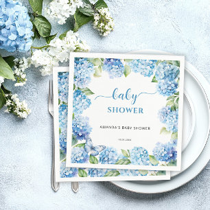 Blaue Hortensien-Babyshower Serviette
