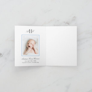 Blaue Hortensien-Blumen-Baby-Shower-Baby-Foto Dankeskarte