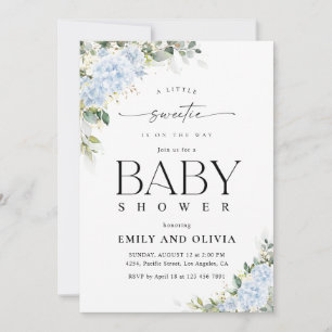 Blaue Hortensien-Blumen-Baby-Shower-Einladung Einladung