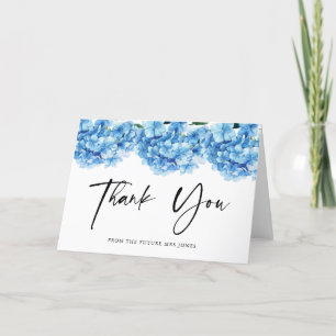 Blaue Hortensien-Blumen-Brautjungfernparty Danke