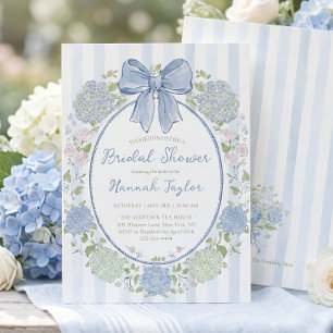 Blaue Hortensien-Blumen-Brautjungfernparty Einladung