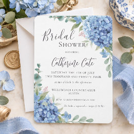 Blaue Hortensien-Blumen-Brautparty Einladung