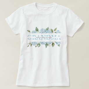 Blaue Hortensien-Blumen Custom-Nachricht Oma-Gesch T-Shirt