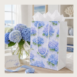 Blaue Hortensien-Blumen-Geschenktüte | Elegantes L Mittlere Geschenktüte