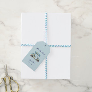 Blaue Hortensien-Blumen-Golfcart-Hochzeitsgeschenk Geschenkanhänger