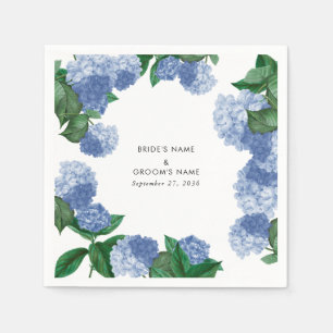 Blaue Hortensien-Blumen-Grün-Moderne Hochzeit Serviette