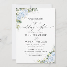 Blaue Hortensien-Blumen-Hochzeitsempfangs-Einladun Einladung