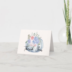 Blaue Hortensien-Blumen-Kürbis Herbst-Baby-Party  Dankeskarte