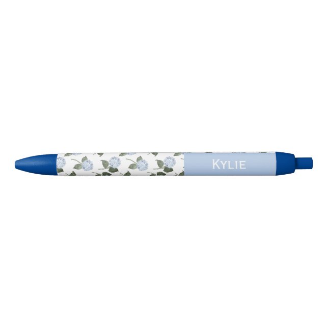 Blaue Hortensien-Blumen mit individuellem Namen  Kugelschreiber (Vorderseite)