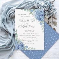 Blaue Hortensien-Blumen-Polka-Punkt-Hochzeit
