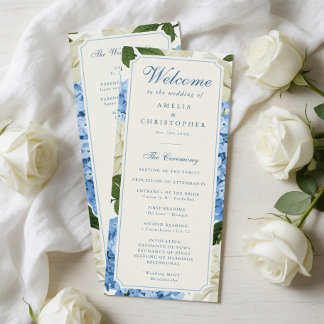 Blaue Hortensien Blumen Weiße Rosen Hochzeit Programm