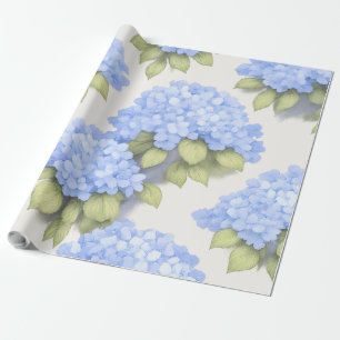 Blaue Hortensien Blumen Wrap Rolle – Boutique Geschenkpapier