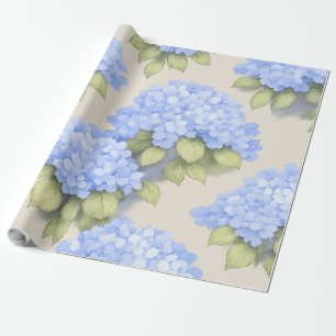 Blaue Hortensien-Blumen-Wrap-Rolle – Boutique Geschenkpapier