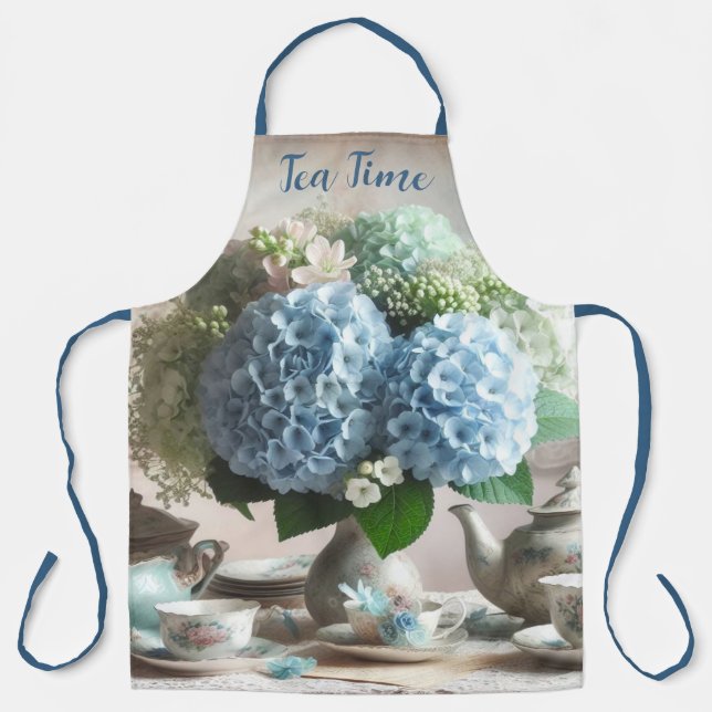 Blaue Hortensien-Blumen zur Teezeit  Schürze (Vorderseite)