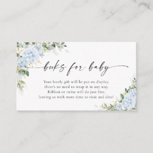 Blaue Hortensien-Blumenbücher für Baby Begleitkarte