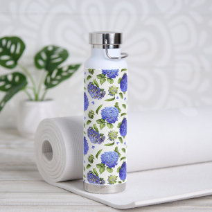 Blaue Hortensien-Blumendesign Trinkflasche